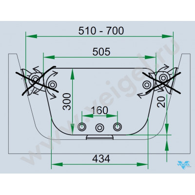 Ограничитель ванны. Ширина ванны от 510 до 700 мм.-5